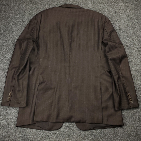 Burberry Blazer 44R Pinstripe Suit Jacket Sport Coat Brown Wool Luxury Formal - Picture 2 of 12